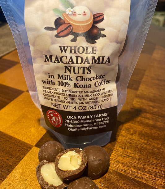 Combo Kona Coffee/Milk Chocolate Covered Macadamia Nuts